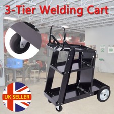 3-Tier TIG Welding Cart Trolley Cap Welder Equipment Storage Heavy Duty Black UK