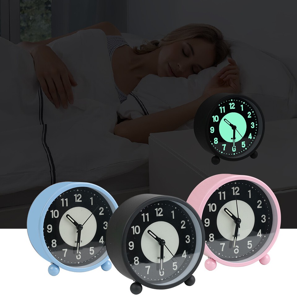 Alarm Clock Bedside No Ticking Battery Power Silent Luminous Clock