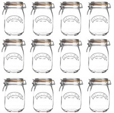 12 x Kilner 1L Round Clip Top Glass Food Storage Preserve Jar Canister Pot 1000m