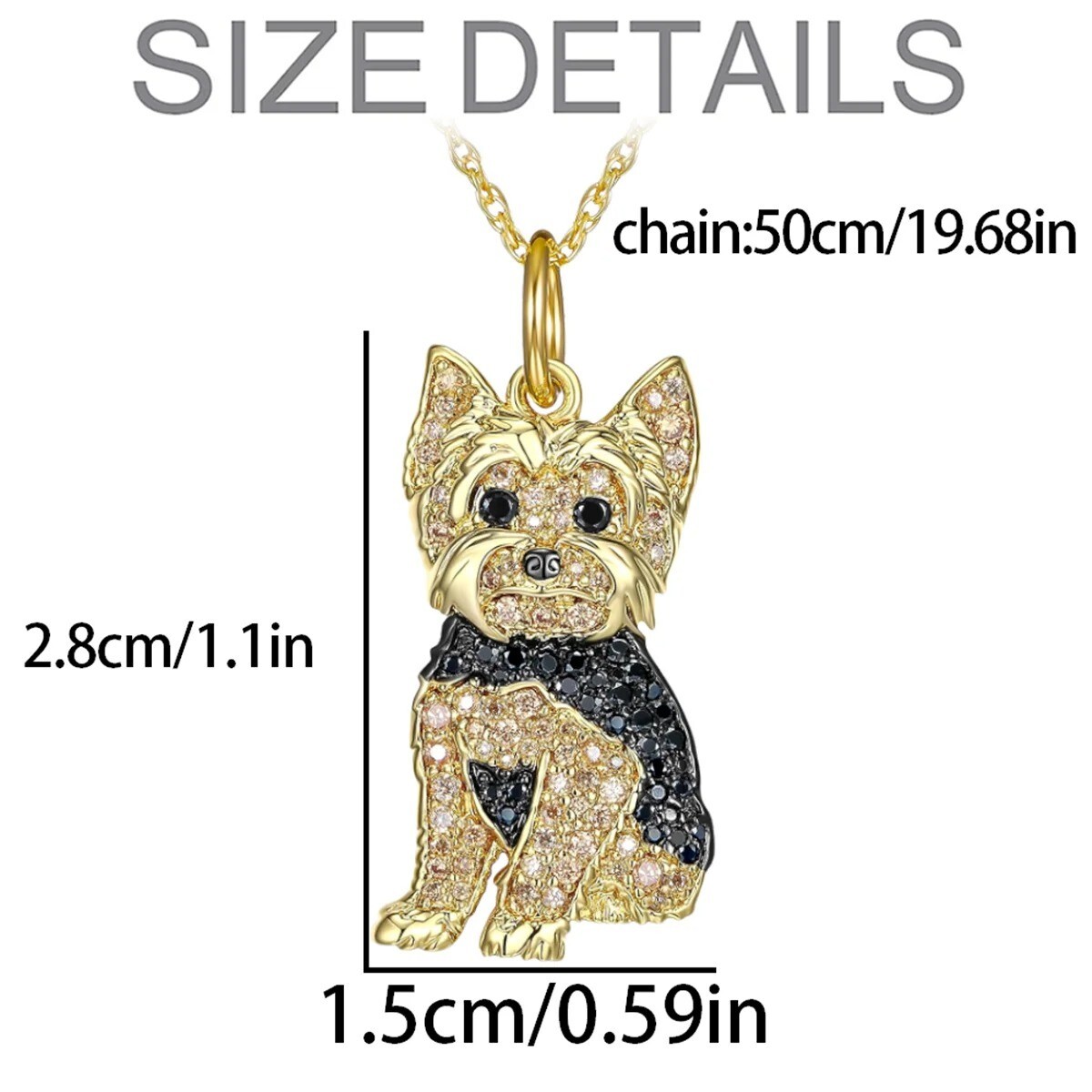 Yorkshire Terrier Necklace With Chain Royal Yorkie Rhinestone