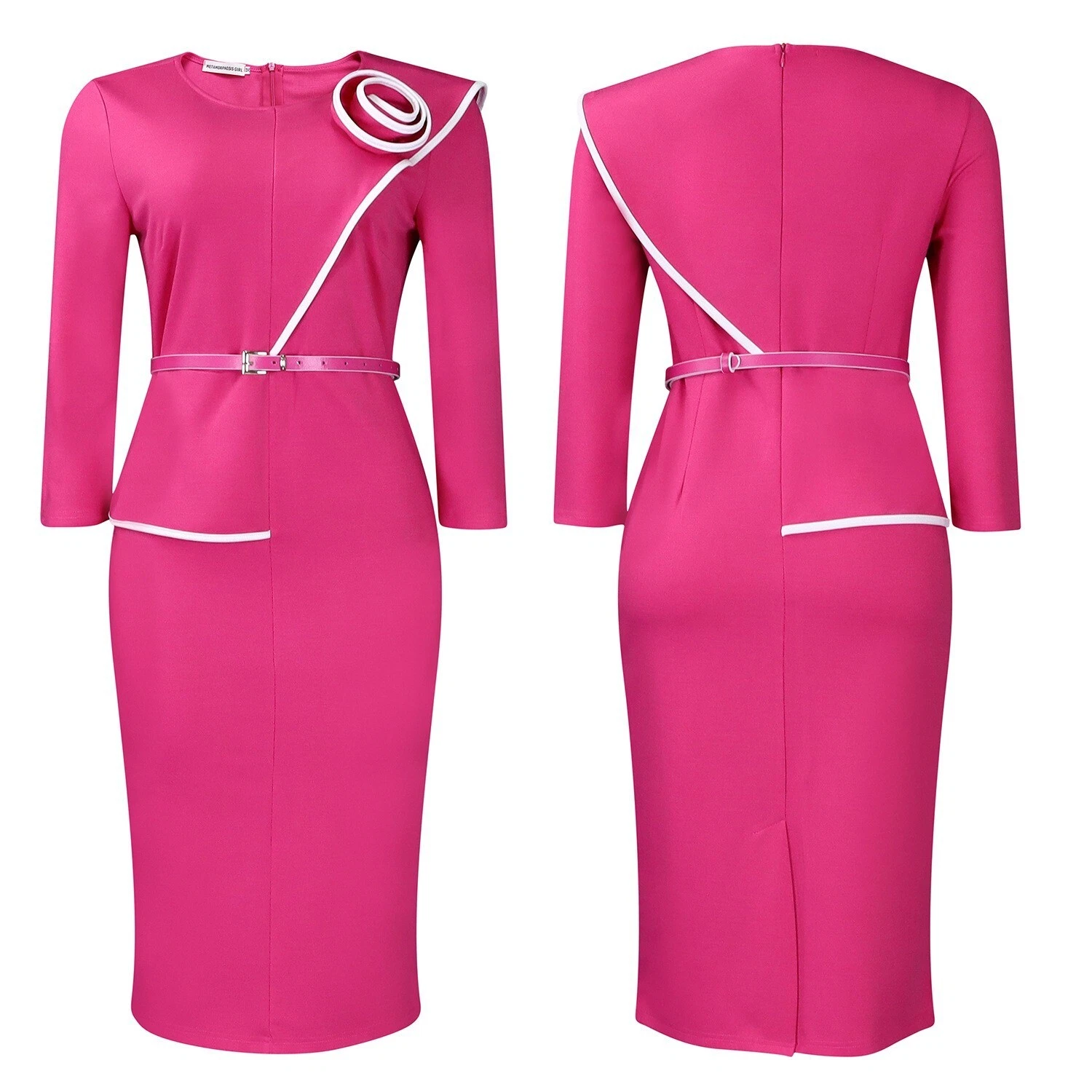 Women's Bodycon Pencil Dress Church Teacher Office Sheath Suiting