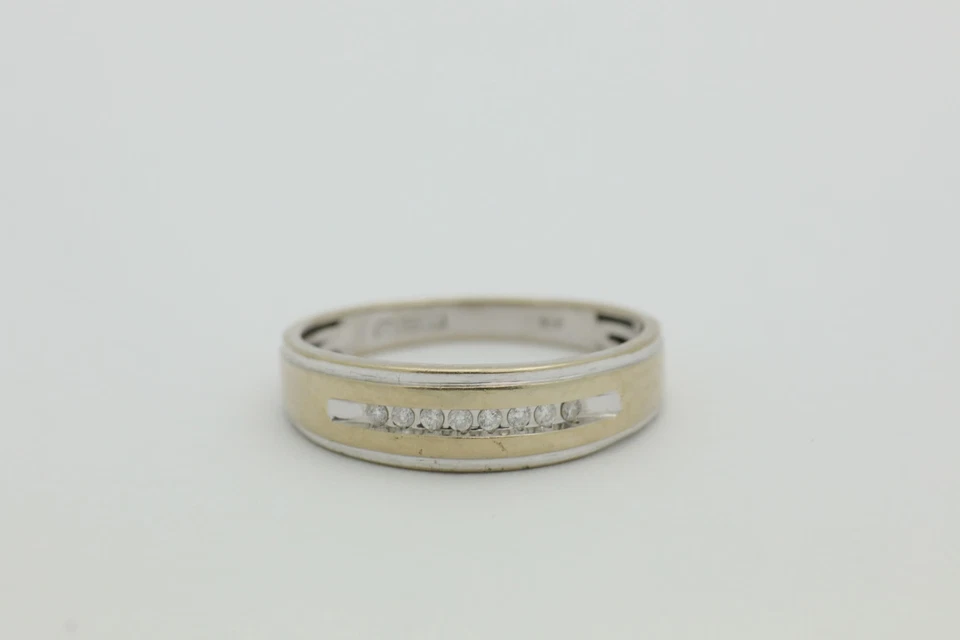 Vintage 1980’s 10K White/Yellow Gold Diamond Men’s Wedding Band-Size 9.5 - Image 2 of 4