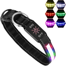 9 Lights LED Adjustable Dog Collar Flashing Light Up Glow Pets Safety Waterproof