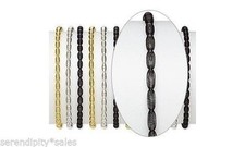 12 Steel Coil Stretch Bracelets 3 Colors: Gold Silver Black with Oval Design
