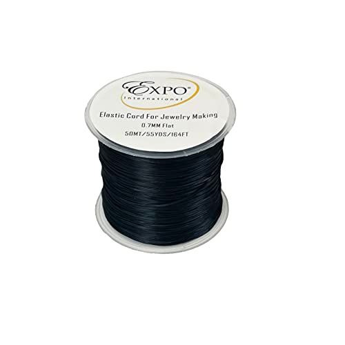 Expo International Elastic String Cord, 0.7 mm Wide Premium Stretchy Black