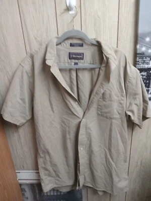 Barrington Dress Shirt Button Up Mens 17.5 Button Up Short Sleeve Khaki - Image 1 of 4