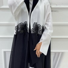Dubai Muslim Open Long Dress Women Abaya Cardigan Kaftan Turkey Robe Flowers