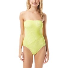 112 NWT Vince Camuto Limondello Spliced Printed Bandeau One Piece Swimsuit 10