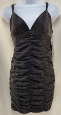 Wild Fable Women's Black Metallic Ruched Bodycon Dress , Size S