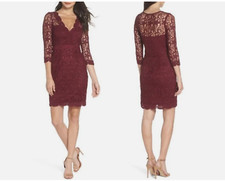 Lulus crochet Lace Burgundy Sheath Cocktail Party Dress Size XS extra small