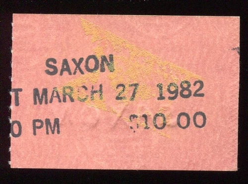 Metallica / Saxon 3-27-1982 Concert Ticket Stub Whisky A Go Go - 2nd Show Ever!