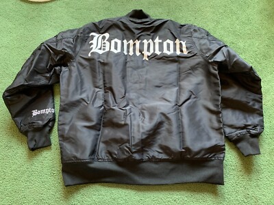 MENS BOMPTON 4 HUNNID 400 YG RAPPER BLACK ZIP UP BOMBER JACKET SIZE XL