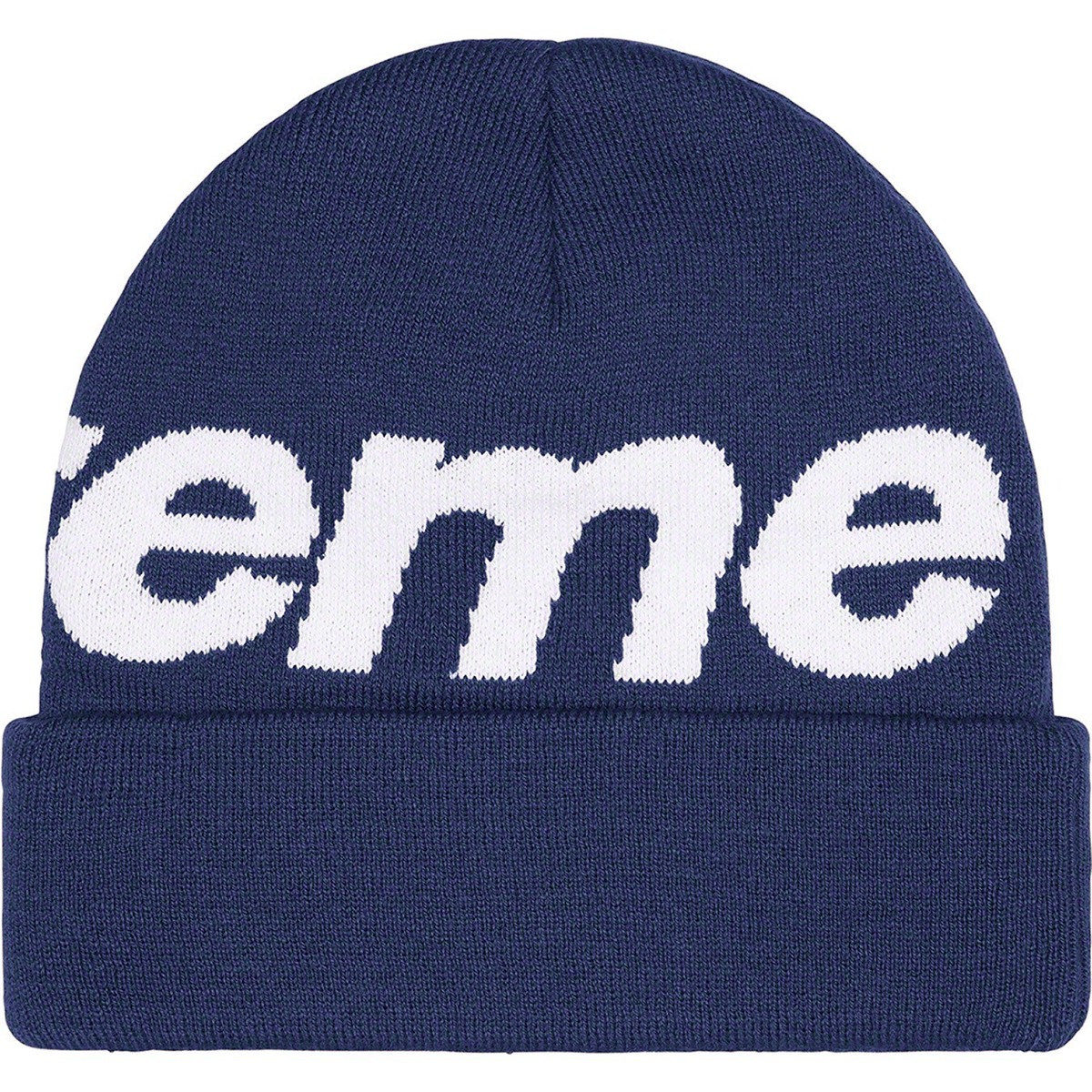 Supreme Big Logo Beanie Navy Blue Hat FW22 | eBay UK