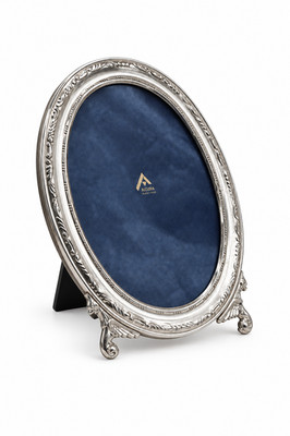 Alcudia Sterling Silver Oval Photo Frame Winged Feet Vintage 1980 28 x 22 cm