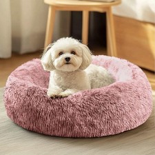 Dog  Cat Bed, Calming Anti-Anxiety Pet Bed for Small Dogs, Fluffy Donut Cushion