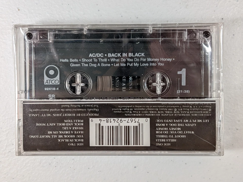 AC/DC Back in Black (Cassette) ATCO 92418-4 NOS sealed Clear Case MINT - Image 3 of 4