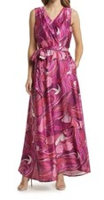 NWT TAHARI Pink Satin Maxi Dress Size 10 WEDDINGS /VACATION /CRUISE