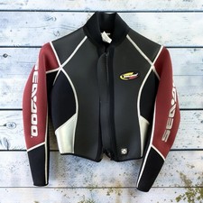 Sea-Doo Youth Wetsuit Jacket Top Size 9-10 Black/Red/White Front Zip