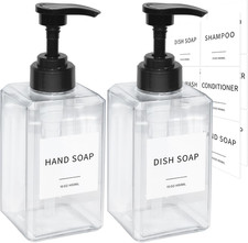 Clear Soap Dispenser with Waterproof Labels, Thickened Plastic Hand Soap Dispens