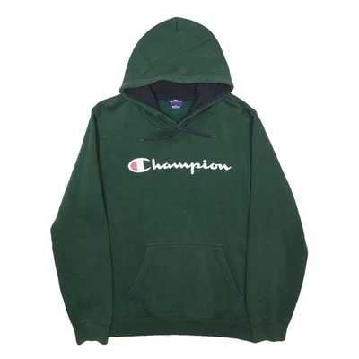 CHAMPION Hoodie Homme Vert Vert M En Coton Mélangé Style Sweat à Capuche - Photo 1/4