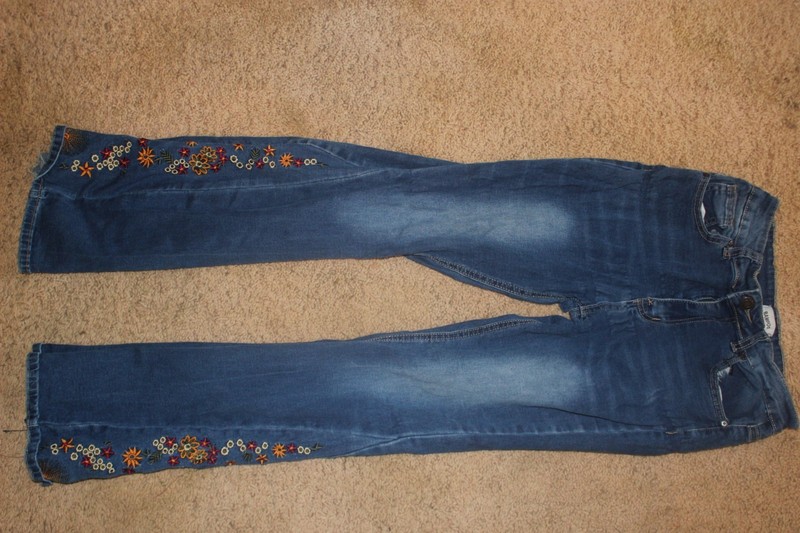 Vintage Retro High $ Denim Jeans, Major Brands, EX Cond, Bamboo Flowers B Bottom