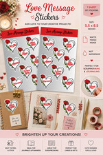 Romantic Heart Stickers Love Messages for Scrapbook Journaling Crafts