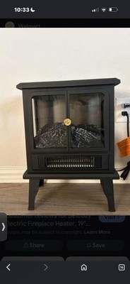 Electric Freestanding Fireplace Heater Black Flame Effect 2 Heat DBL-X01-19IN-BK