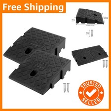 Black Plastic 2PCS Door Ramp Set - Anti-Slip Design for Enhanced Mobility Access