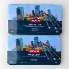 Derwent Procolour Pencils Drawing Art Metal Tin 36 Count NEW Lot Of 2 Sets