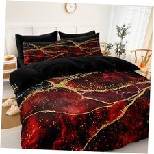 Black Gold Comforter Set 8 Pcs Marble Bedding Size Bed in A Bag Stone Queen Red