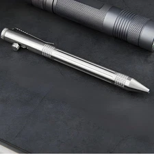 Stainless Steel Bolt Action Ballpoint Tactical Pen  Outdoor Pocket EDC Portable
