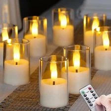 Flameless Small Tea Light LED Candles, Acrylic Battery Operated Votive 1.7" x...