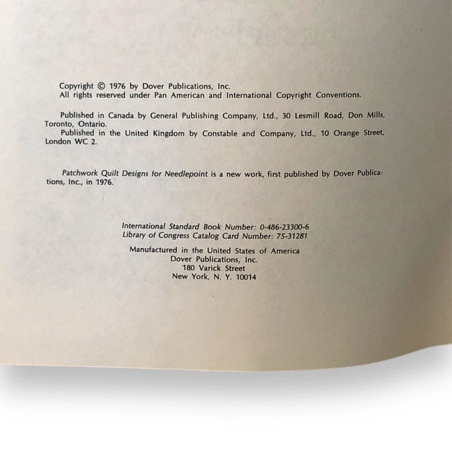 Patchwork Quilt Designs for Needlepoint by Frank Fontana 1976 Paperback - Image 3 of 4