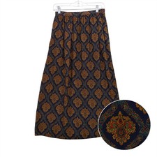 Vintiage Cyrano Maxi Skirt Womens XS/S Blue Gold Paisley Damask Pockets