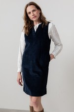 SALE Lily & Me Belle Stretch Jumbo Cotton Cord Pinafore Short Dress Navy Green