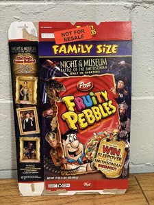 Vintage Fruity Pebbles Cereal Box Night At The Museum 2009 Family Size Box 