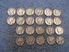 22 SILVER MERCURY DIMES WITH DATES AND PROBLEMS lot 491