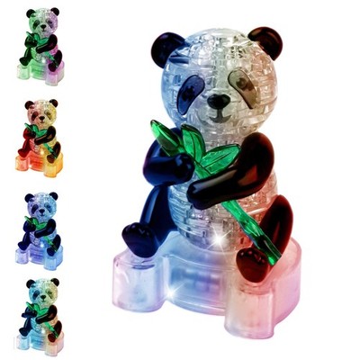 3D Crystal Puzzle Panda Gifts, Desk Toys with Light-Up Base 58 Pieces