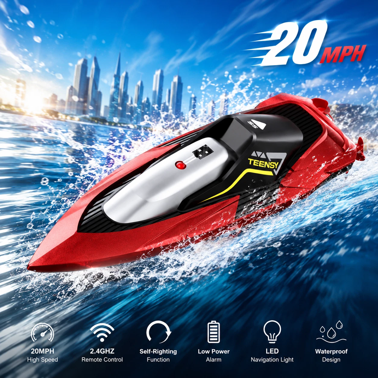 S5 red remote control racing boat with controller