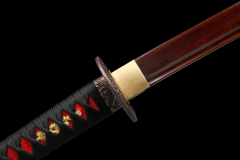 Blood Red Battle Ready Sharp Japanese Samurai Katana Sword Damascus Folded Steel - Image 4 of 4