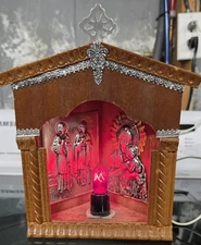 Antique Greek Orthodox Wooden Iconostasis Shrine w/Lamp St.Peter & Paul Greece