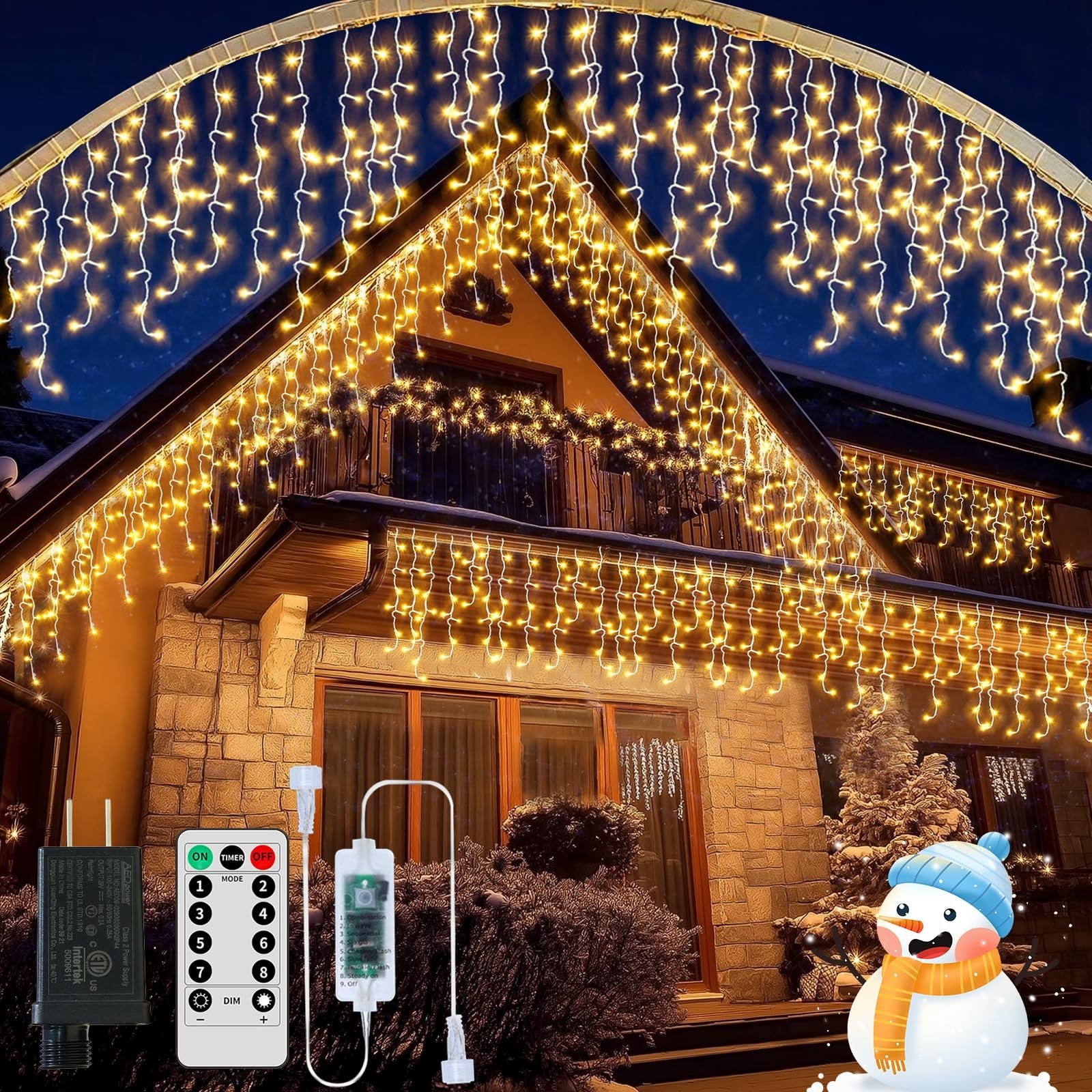 Icicle Lights Christmas Decorations, 60+16Ft 600 LED Icicle Lights for Outsid...