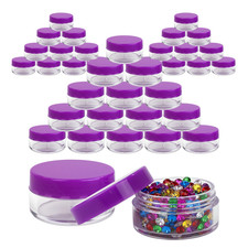 40 Pieces 10G/10ML Round Cosmetic Cream Clear Plastic Sample Pot Jar Purple Lid