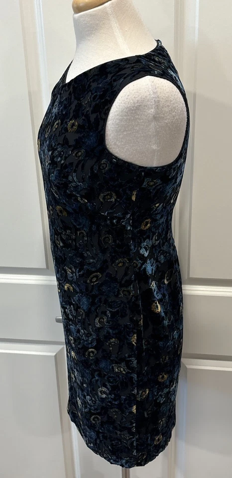 Vintage Floral Velvet Burnout Silk Mini Dress Size 4 90’s Y2K WhimsyGoth Fairy - Image 3 of 4