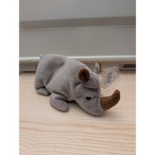 Vintage Ty Beanie Babies Spike the Rhinoceros Plush Toy Zoo Kids Collectibles