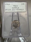1964 Roosevelt Dime PCGS MS-64 Sample Old Green Rattle Holder