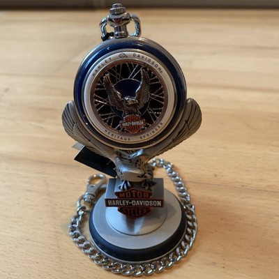 Taschenuhr von Franklin Mint, Harley Davidson, Heritage Springer mit Stand, neu