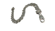 Pure Solid Real 925 Sterling Silver Men's Bracelet Curb Link wrist  Chain