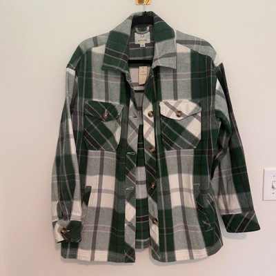 OFFLINE by Aerie Green Plaid Shacket Button Down Jacket Womens Size Small NWT