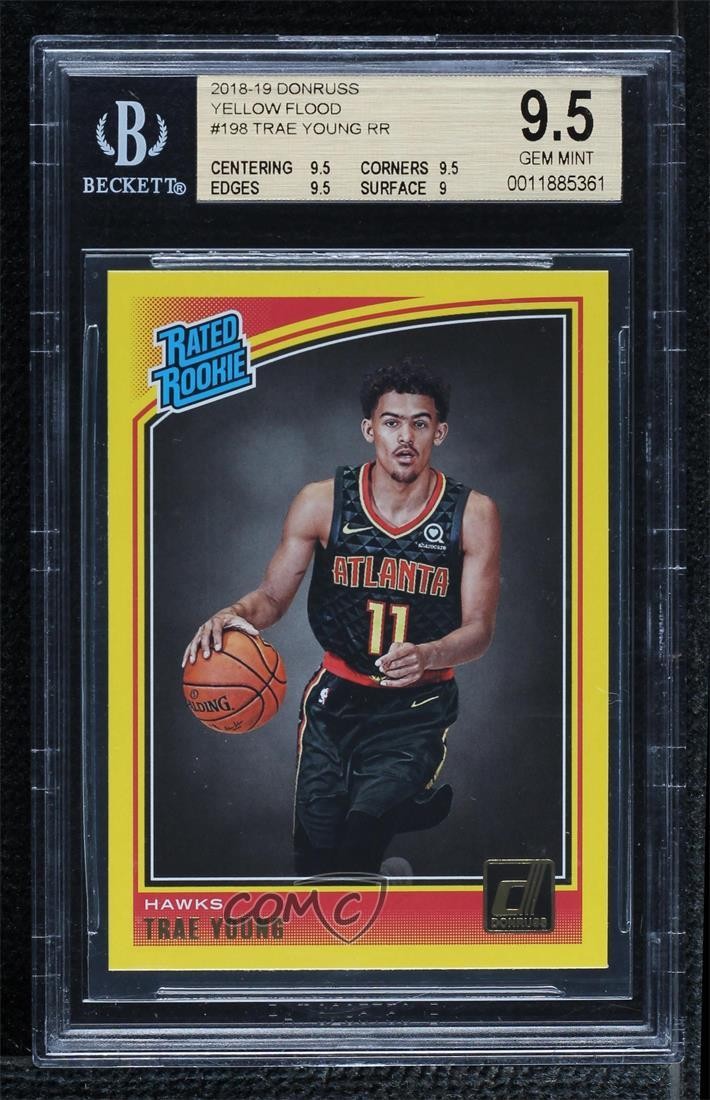 2018 Panini Donruss Rated Rookies Yellow Flood Trae Young BGS 9.5 GEM MINT 08fz